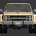 Light Colored Double Cab Pickup Truck With Bed Grille And Black Wheels On Dark Background