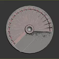 Red Metal Spiral Staircase Model With Circular Silver Base And Decorative Design