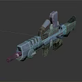 Futuristic Sci-Fi Weapon Featuring Blue Metallic Finish and Advanced Tactical Design 3d model