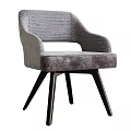 Modern Velvet Upholstered Dining Chair With Perforated Back Armrests And Dark Wooden Legs