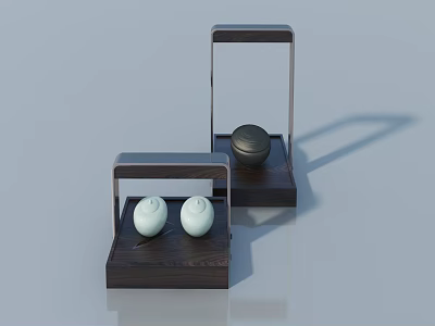 Two Modern Swing Doors With Wooden Bases And Metal Frames For Interior Design 3d model