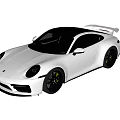 White Porsche Sports Car With Sleek Design Black Wheels And Sporty Styling