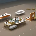 Shoes and clothing bags running water table combination design display table design 3d model