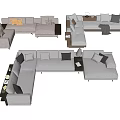 Modern Modular Sofa Set With L Shaped Layout Multiple Cushions And Side Tables 3d model
