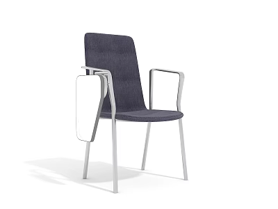 Modern Leisure Chair With Dark Fabric Seat And Silver Metal Frame 3d model