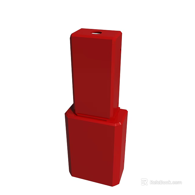 Two Red Rectangular Blocks Stacked Vertically In Solid Structure Design 3d model 