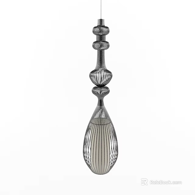 Elegant Modern Metallic Chandelier With Striped Design For Home Interior Decor 3d model 