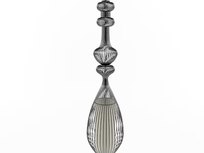 Elegant Modern Metallic Chandelier With Striped Design For Home Interior Decor 3d model