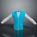 Blue Zip Front Vest With White Long Sleeves And Modern Design 3d model