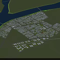 Comprehensive Aerial Planning of Urban Area with River and Road Network and Building Clusters