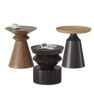 Antique Side Table Combination Round Side Table Small Round Table Leisure Table Marble Side Table Solid Wood Side Table 3d model
