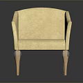 Elegant Cream Colored Armchair With Wooden Legs And Silver Accents