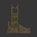 Ancient Stone Tower Design With Ruined Multi Tiered Structure Stairs and Arches