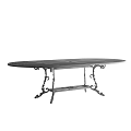 Sturdy Metal Outdoor Table With Decorative Mesh Top And Ornate Carved Legs For Garden Patio Use