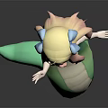 Game Movie Character Mermaid With Long Blonde Pink Hair Blue Accessories And Green White Tail