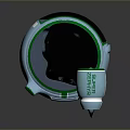 Futuristic Tech Device With Green Ring Accents And Transparent Bottom Containers