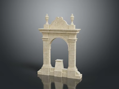 Scenic Classical Beige Stone Archway With Intricate Carved Architectural Design Elements 3d model