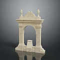Scenic Classical Beige Stone Archway With Intricate Carved Architectural Design Elements