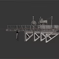 Industrial Equipment On Curved Metal Platform With Walkway And Railings