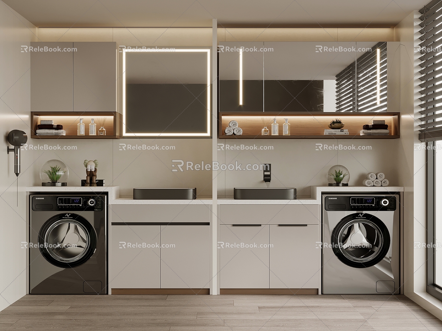 Washbasin Bathroom Cabinet Washing Cabinet Washing Machine 3d model