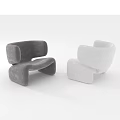 Modern Minimalist Accent Chair with Dark Gray and White Velvet Upholstery and Curved Design