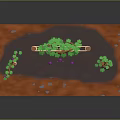 Fresh Purple Grapes Hanging On Green Vines Over Wooden Stick Frames On Brown Ground