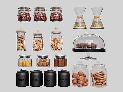 Clear Glass Kitchen Storage Jars With Airtight Lids For Coffee Beans Cookies Nuts And Tea 3d model