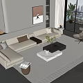 Modern sofa coffee table combination 3d model