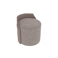 Modern Boucle Fabric Upholstered Sofa Stool With Delicate Leather Accent For Elegant Cozy Home Spaces