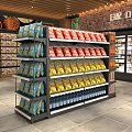 Display Shelves Stocked With Various Condiments Multiple Layers Neatly Arranged In Retail Store