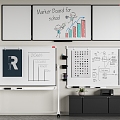 Office whiteboard mobile kanban magnetic whiteboard message board 3d model