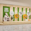 School Reading Corner With Wooden Green Yellow Decor Circular Bookshelves House Shaped Bookshelf Potted Plant
