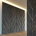 Modern Luxury Wall Decor Featuring Dark Gray Chevron Pattern And Gold Accent Lines 3d model