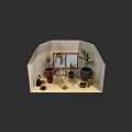 Indoor Plant Painting Display With Various Potted Greenery And Decorative Frames