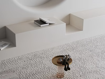 Modern Minimalist White Side Table With Sleek Design And Decorative Books In Living Room 3d model