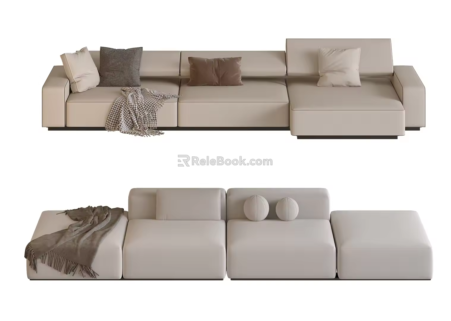 Cream style sofa three-seat sofa multi-person sofa corner sofa 3d model