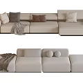 Cream style sofa three-seat sofa multi-person sofa corner sofa 3d model