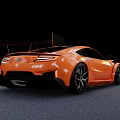Orange Sports Car With Sleek Aerodynamic Body Black Accents Rear Spoiler And Alloy Wheels