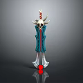 Decorative Weapon With Skull Head Blue Handle And Red Accent Details