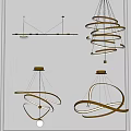 Modern Stylish Chandeliers With Spiral Circular Metallic Design For Interior Lighting