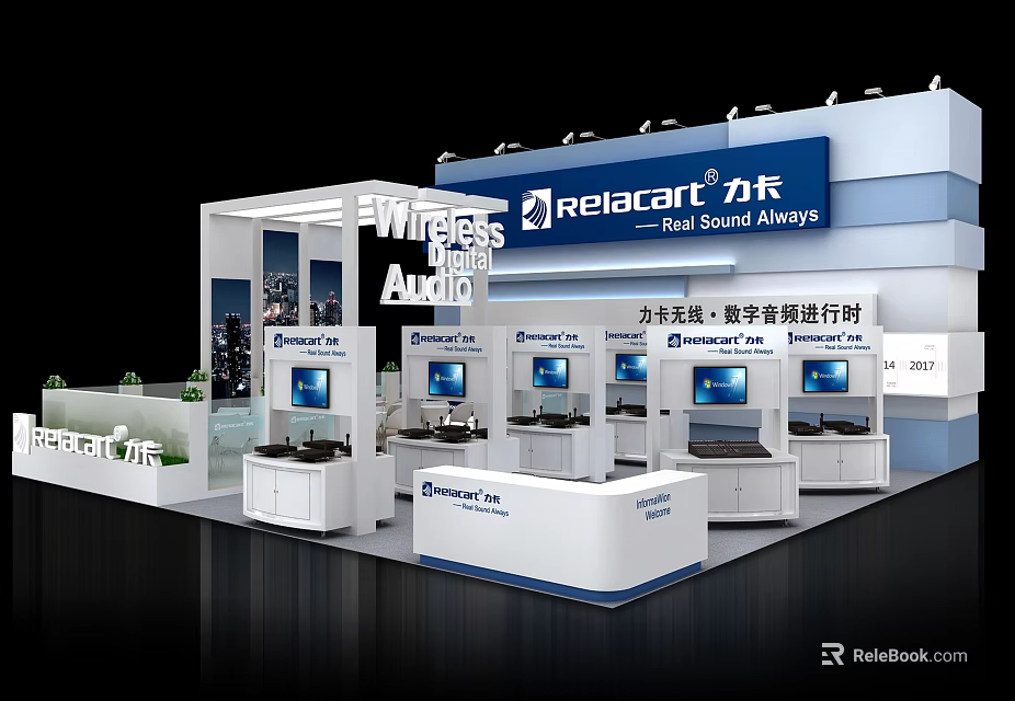 Relicart Digital Signage Bank Exhibition Booth With Multiple Display Screens 3d model 
