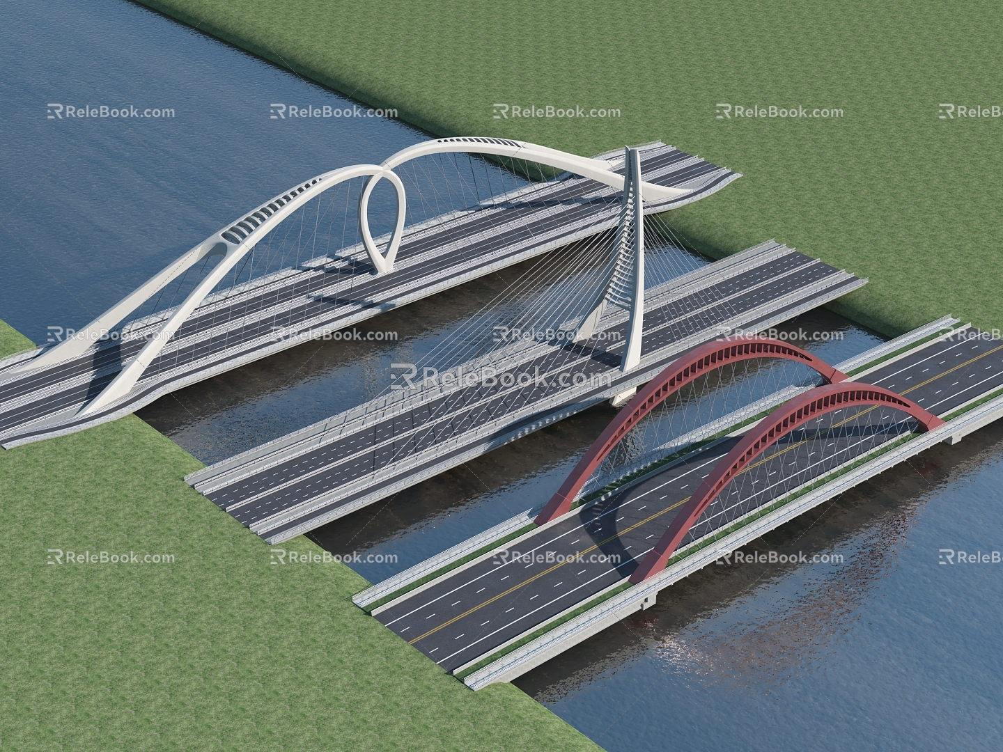 bridge bridge cable-stayed bridge arch bridge 3d model