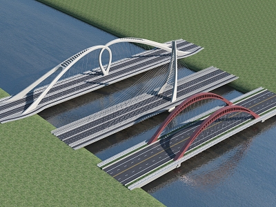 bridge cable-stayed bridge arch bridge 3d model