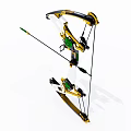 Modern Compound Bow With Gold Black Design Arrow And Pulley System For Archery