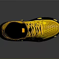 Vibrant Yellow High Top Sneakers With Black Accents Textured Upper And Yellow Laces