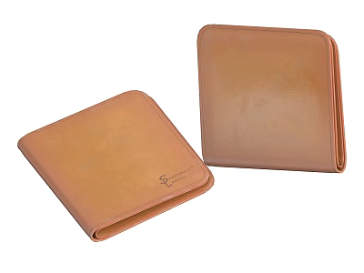 Two High Quality Brown Leather Wallets Folded And Closed With Classic Design 3d model