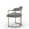 Modern Stylish Dining Chair With Black White Checkered Fabric And Golden Metal Frame