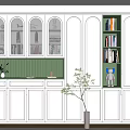 Cream Style Bookcase Open Bookcase Books Book Accessories Ornaments Bookcase High Cabinet for Adults 3d model