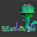 Vibrant Underwater Natural Scene with Green Coral Mushrooms Colorful Corals Seashells and Starfish
