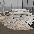 Modern Sofa and Coffee Table Set with Patterned Armchairs Round Rug and Floor Lamp 3d model